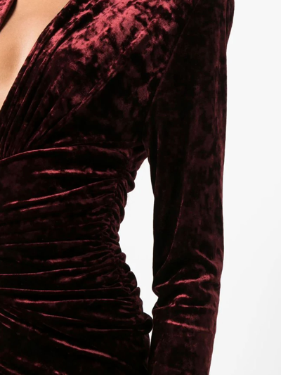 Shop Alexandre Vauthier Bordeaux Red Draped Velour Dress In Rosso