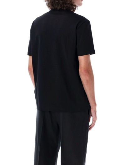 Shop Versace Logo Embroidered Crewneck T-shirt In Black