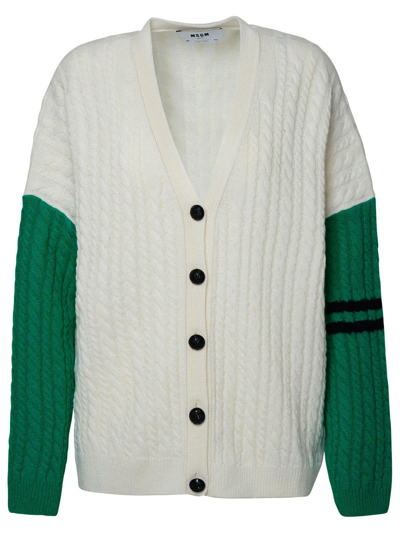 Shop Msgm Colour-block Knitted Cardigan