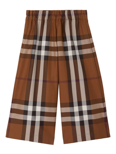 Shop Burberry Brown Cotton Trousers In Marrone