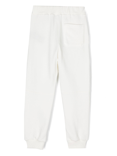 Shop Balmain White Cotton Trackpants In Bianco