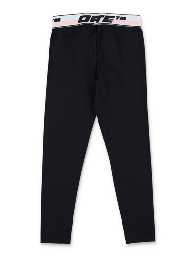 Off-white Logo Waistband Mid-rise Leggings In Nero