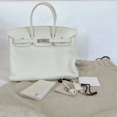 Pre-owned Hermes Hermès White Togo Leather Birkin 35 Bag