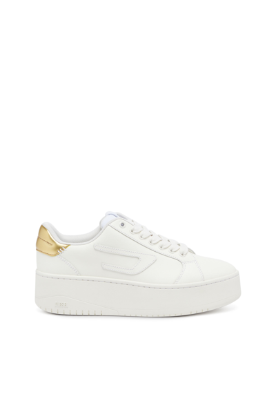 Shop Diesel S-athene Bold-low-top Sneakers With Flatform Sole In Oro