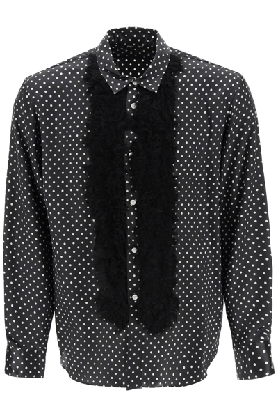 Shop Comme Des Garçons Homme Deux Satin Shirt With Eco-fur Inserts In White,black