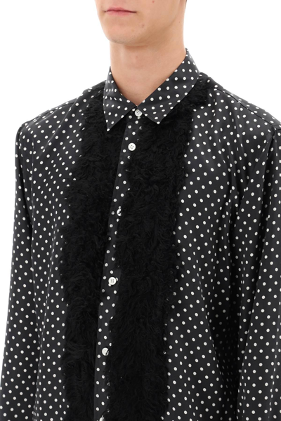 Shop Comme Des Garçons Homme Deux Satin Shirt With Eco-fur Inserts In White,black