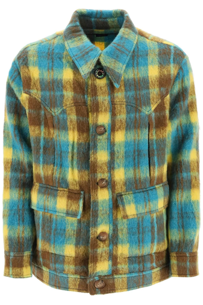 Shop Andersson Bell Brushed-yarn Overshirt With Check Motif In Multicolor