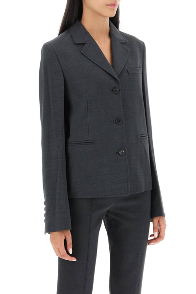 Shop Totême Single-breasted Crepe Jacket In Grey