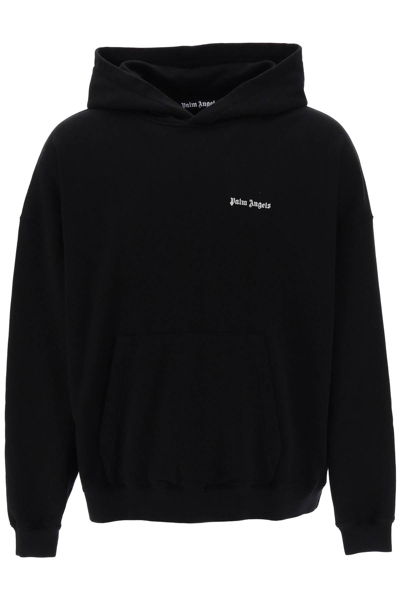 Shop Palm Angels Hoodie With Logo Embroidery In Black