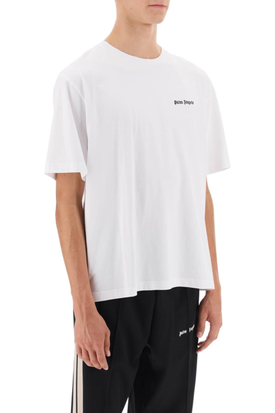 Shop Palm Angels Jersey T-shirt With Logo Embroidery In White