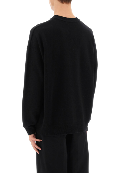Shop Maison Kitsuné Fox Head Wool Sweater In Black