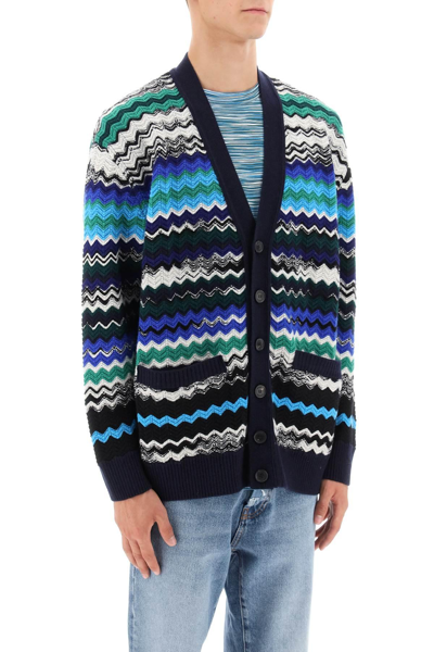 Shop Missoni Zig Zag Wool Cardigan In Multicolor