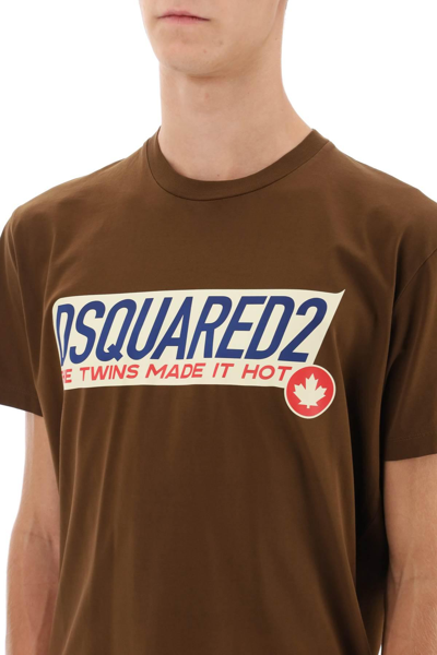 Shop Dsquared2 Cool Fit Printed Tee In Brown