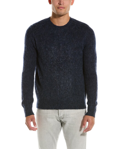 Shop Brooks Brothers Classic Brushed Wool Crewneck Sweater In Blue