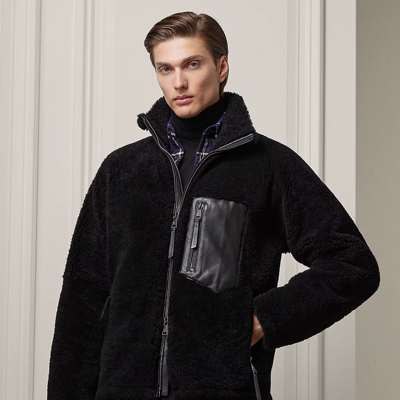 Ralph Lauren Purple Label Leather trim Shearling Jacket In Polo Black W Polo Black ModeSens