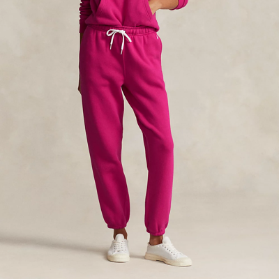 Shop Ralph Lauren Fleece Athletic Pant In Pink Sky
