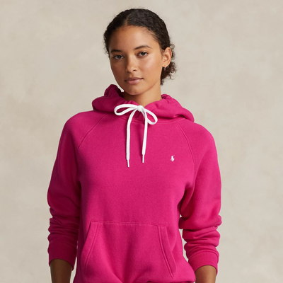 Shop Ralph Lauren Shrunken Fit Fleece Hoodie In Pink Sky