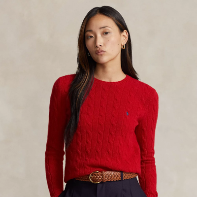 Shop Ralph Lauren Cable-knit Wool-cashmere Sweater In New Red