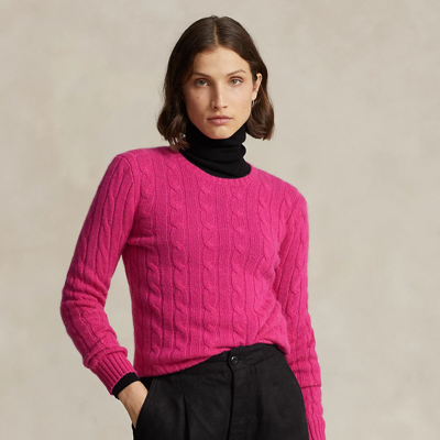 Shop Ralph Lauren Cable-knit Cashmere Sweater In Pink Sky