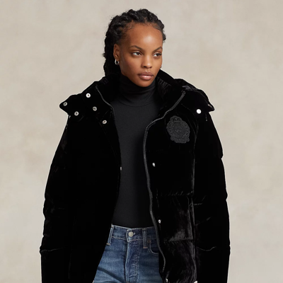 Ralph Lauren Velvet Quilted Down Jacket In Polo Black | ModeSens