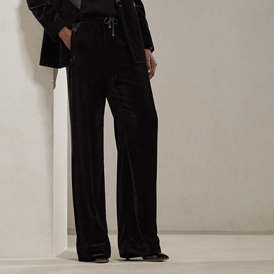 Shop Ralph Lauren Stretch Velvet Trouser In Black