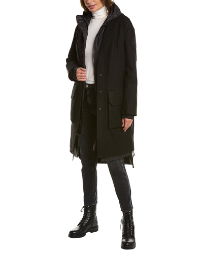 Shop Canada Goose Viedma 4-in-1 Wool Coat In Black