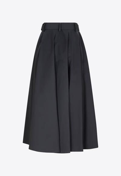 Shop Prada A-line Pleated Midi Skirt In Gray