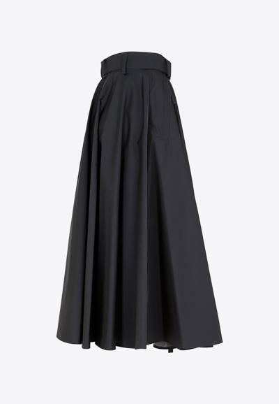Shop Prada A-line Pleated Midi Skirt In Gray