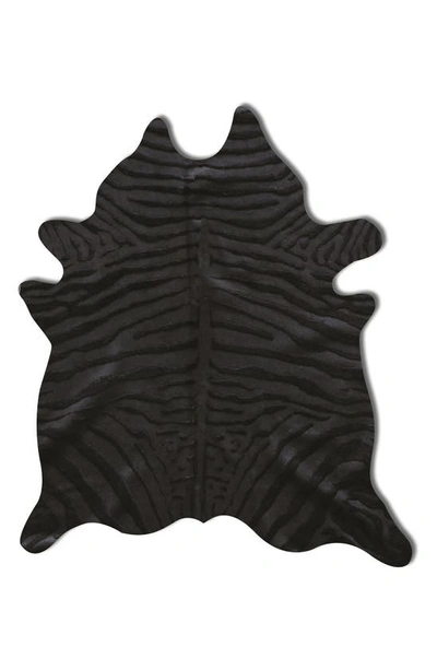 Shop Natural Togo Genuine Cowhide Rug In Zebra Black On Black