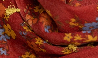 Saachi Floral Wool Scarf In Red