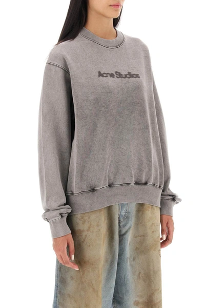 Shop Acne Studios Blurred Logo Sweater In Grey