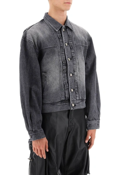 Shop Andersson Bell Denim Jacket With Wavy Details In Grey
