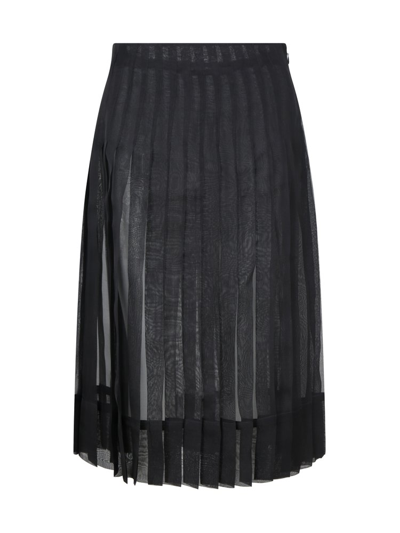 Shop Khaite High Waist Pleated Midi Skirt In Black