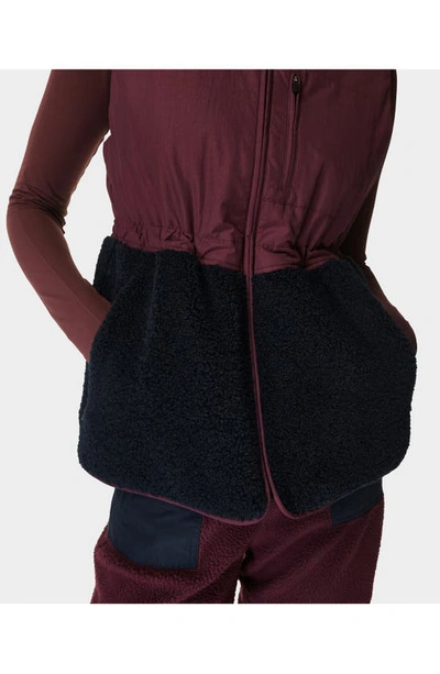Shop Sweaty Betty Fleece Block Hooded Technical Vest In Plum
