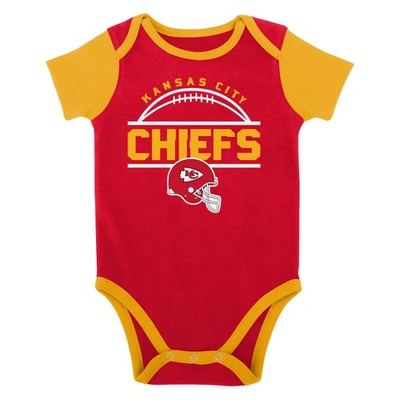 Shop Outerstuff Newborn & Infant Red/gold Kansas City Chiefs Home Field Advantage Three-piece Bodysuit, Bib & Bootie