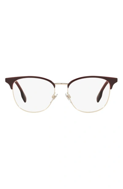 Shop Burberry Sophia 52mm Square Optical Glasses In Light Gold/ Burgundy