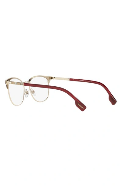 Shop Burberry Sophia 52mm Square Optical Glasses In Light Gold/ Burgundy