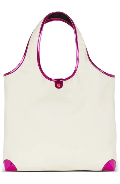 Balmain B Army Large Grocery Canvas Tote Bag In Gox White/fuschia