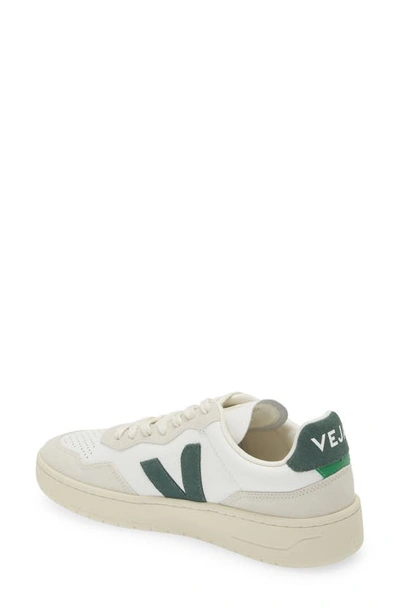 Shop Veja V-90 Leather Sneaker In Extra-white Cyprus
