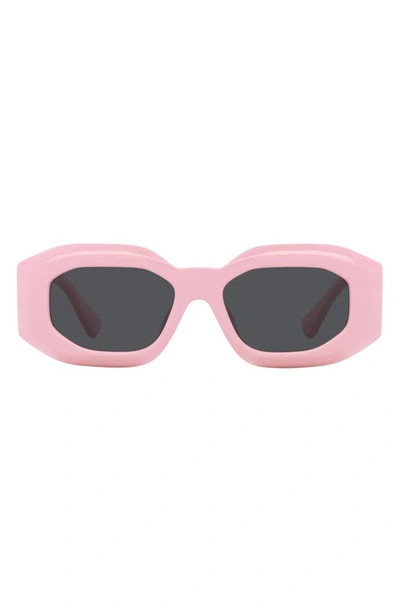 Shop Versace 53mm Rectangular Sunglasses In Pink