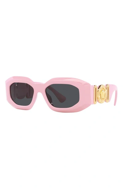 Shop Versace 53mm Rectangular Sunglasses In Pink