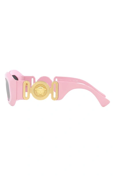 Shop Versace 53mm Rectangular Sunglasses In Pink