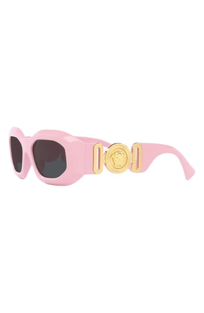 Shop Versace 53mm Rectangular Sunglasses In Pink