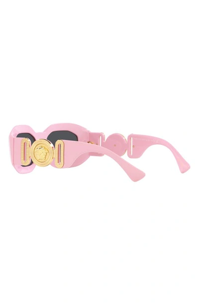 Shop Versace 53mm Rectangular Sunglasses In Pink