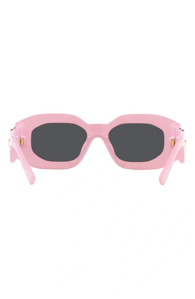 Shop Versace 53mm Rectangular Sunglasses In Pink