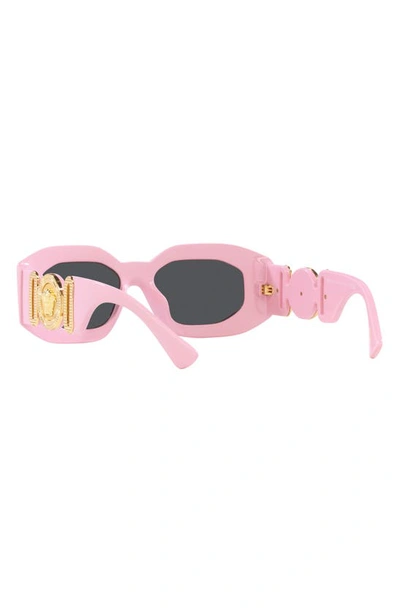 Shop Versace 53mm Rectangular Sunglasses In Pink