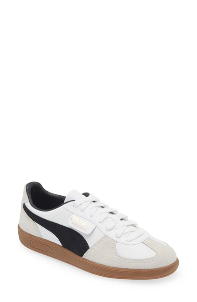 Puma Palermo Lth Sneakers In  White-vapor Gray-gum
