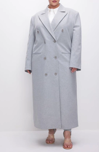Shop Good American Ponte Double Breasted Car Coat In Grey