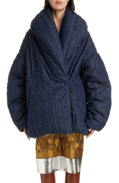 Shop Dries Van Noten Voltaire Oversize Quilted Denim Jacket In Indigo 507