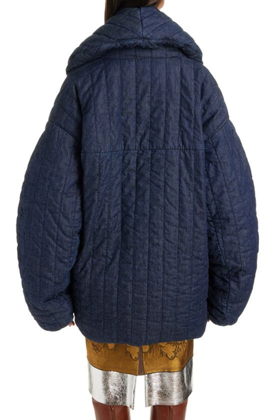 Shop Dries Van Noten Voltaire Oversize Quilted Denim Jacket In Indigo 507
